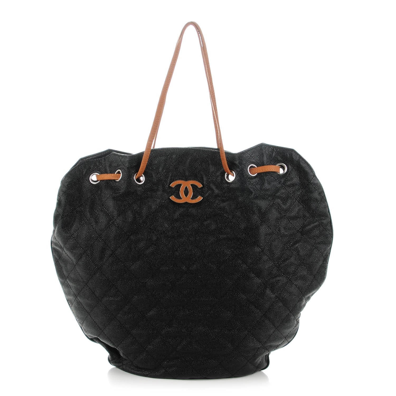 Chanel Crumpled Grained Calfskin Drawstring Tote Black 1 of 7