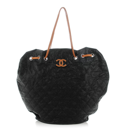 Chanel Crumpled Grained Calfskin Drawstring Tote Black 1 of 7