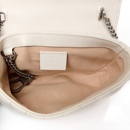 Gucci Calfskin Matelasse Aria Super Mini GG Marmont Shoulder Bag Mystic White 5 of 11