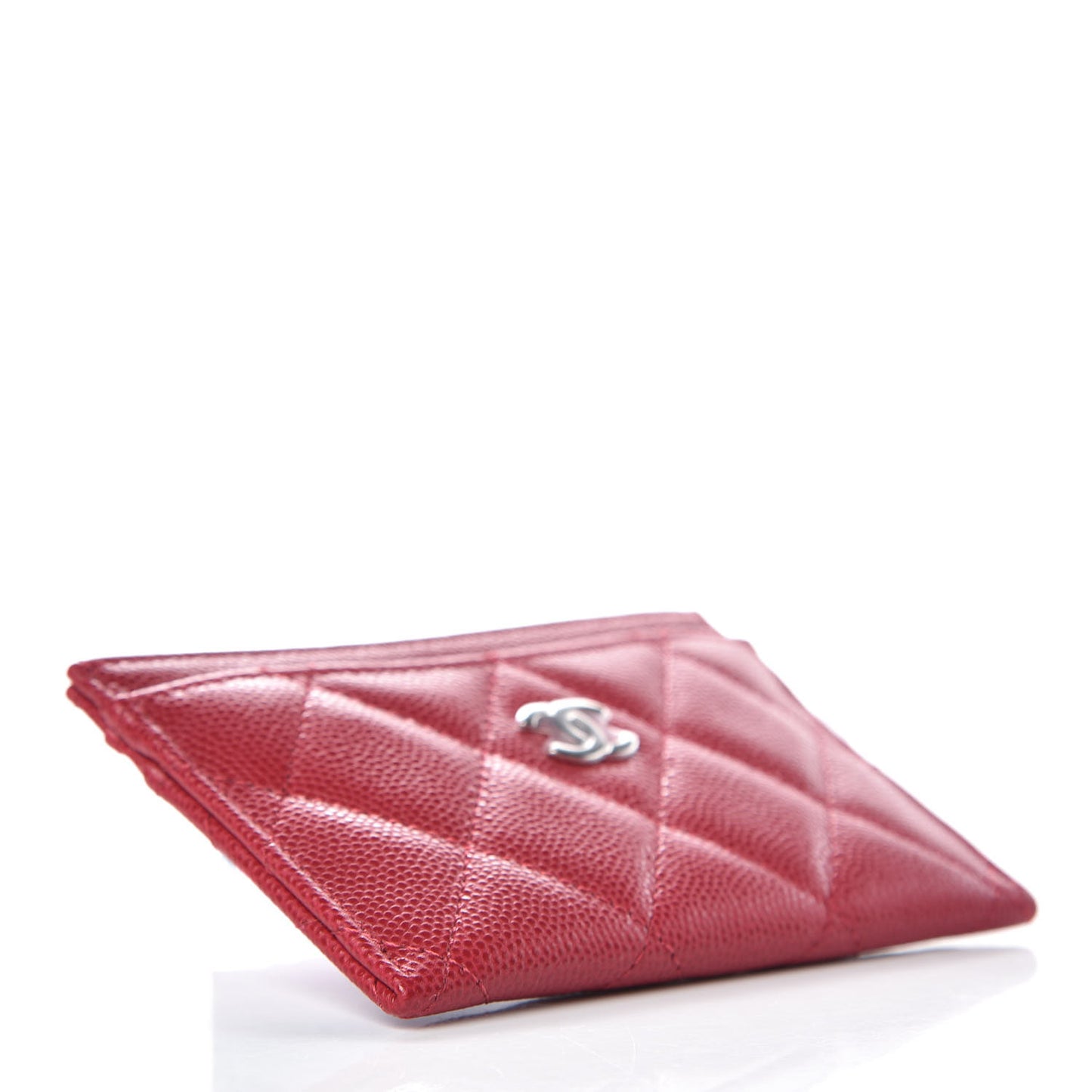 Caviar Quilted Card Holder Dark Pink