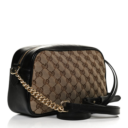 Gucci Monogram Matelasse Diagonal Small GG Marmont Chain Shoulder Bag Beige Black 3 of 12