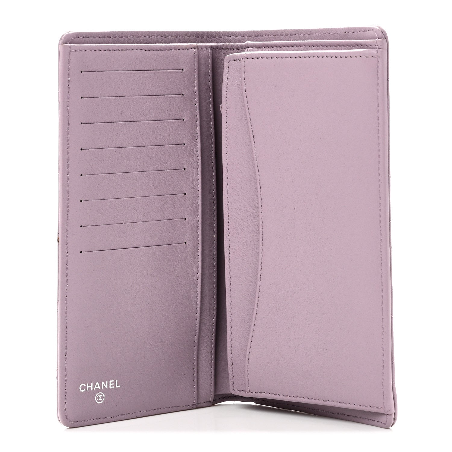 Chanel Lambskin Quilted Yen Wallet Purple 5 of 9