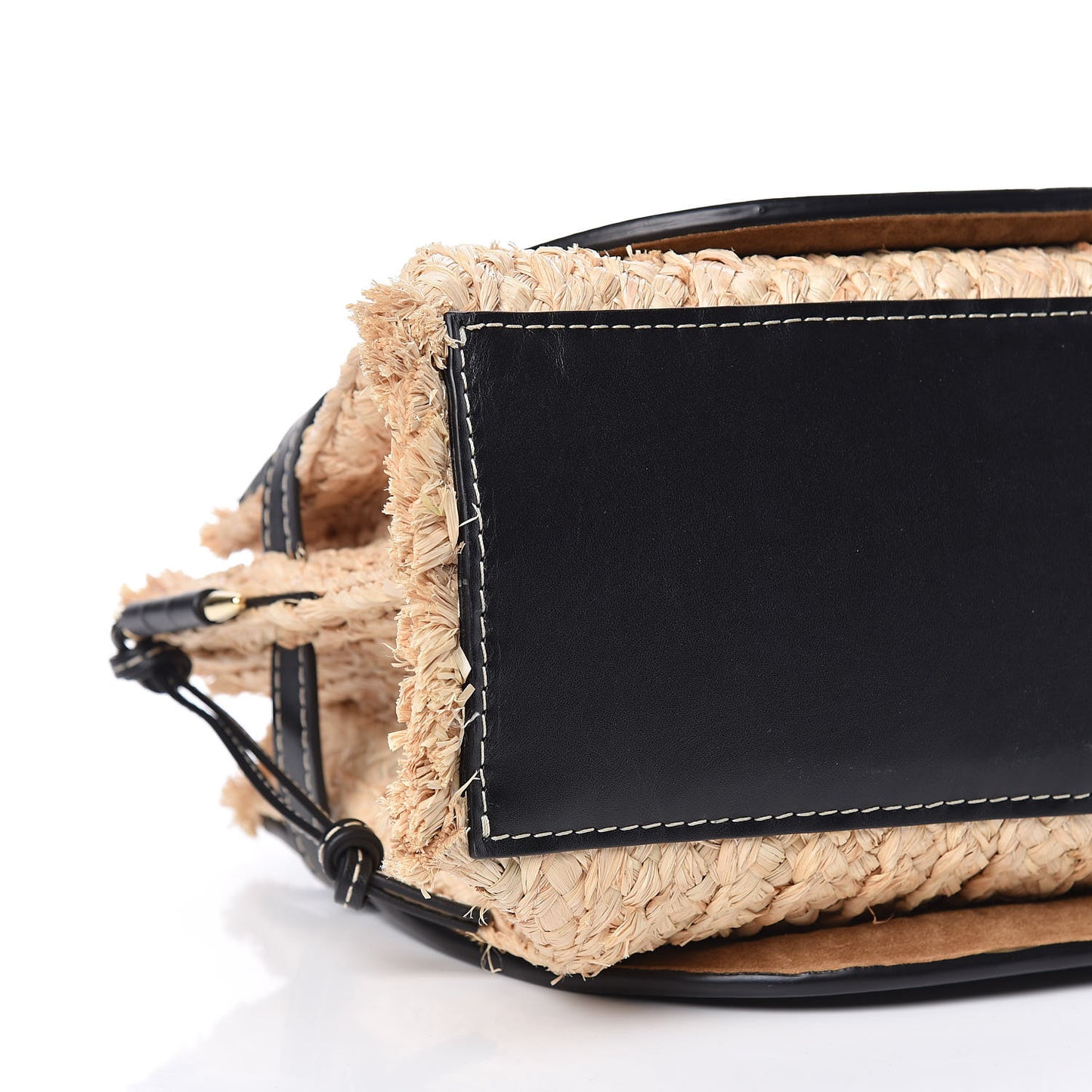 Calfskin Raffia Small Gate Tote Black