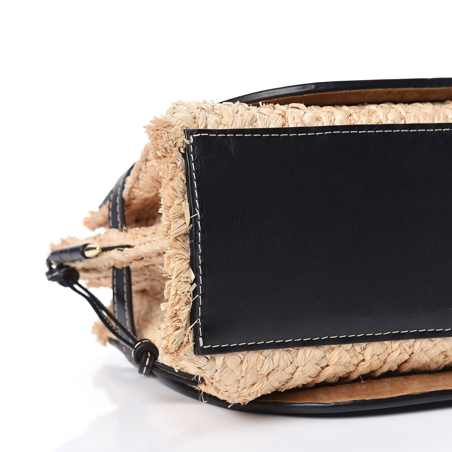 Loewe Calfskin Raffia Small Gate Tote Black 8 of 10