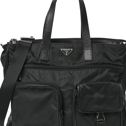 Prada Nylon Saffiano Front Pocket Tote Black 8 of 13