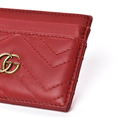 Gucci Calfskin Matelasse GG Marmont Card Holder Hibiscus Red 11 of 12