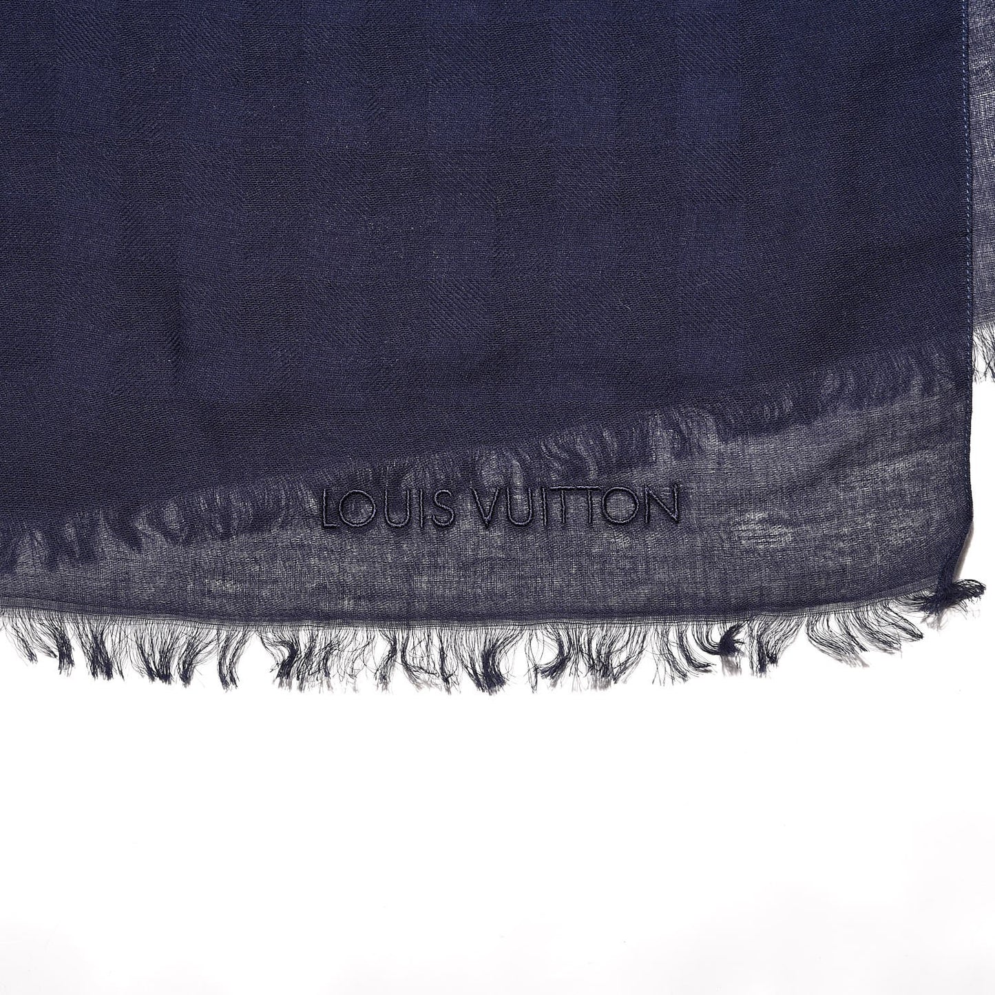Cotton Silk Damier Stole Marine