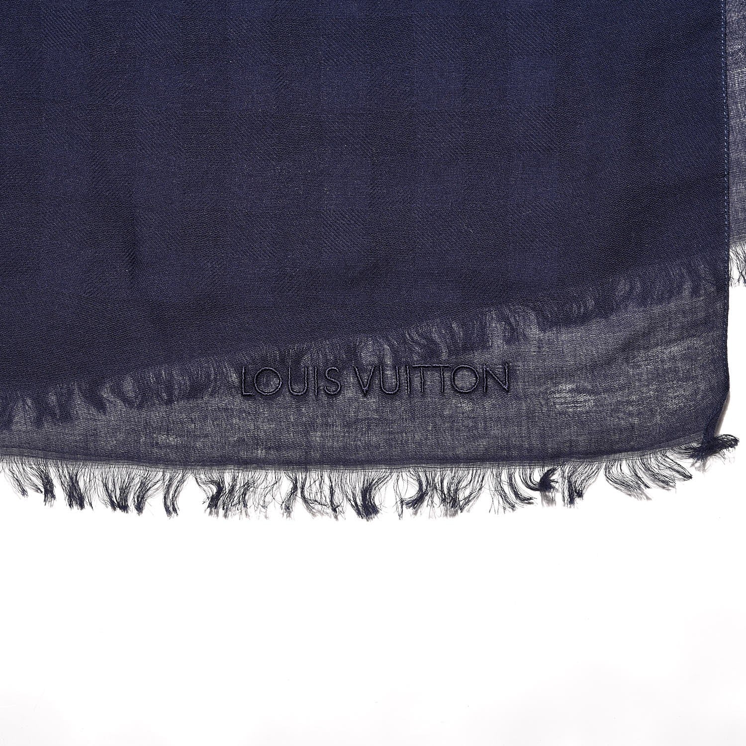 Louis Vuitton Cotton Silk Damier Stole Marine 4 of 5
