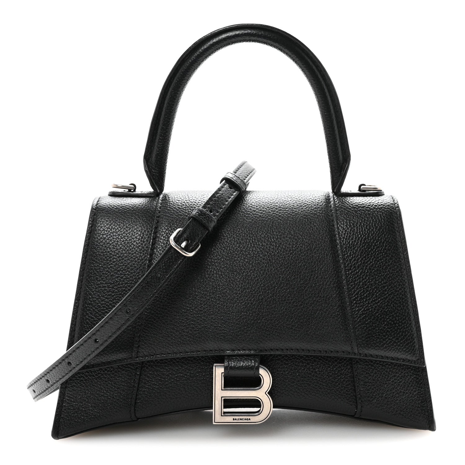 Balenciaga Grained Calfskin Small Hourglass Top Handle Bag Black 1 of 8