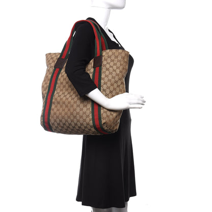 Gucci GG Monogram Medium Web Handle Vertical Tote Dark Brown 2 of 10