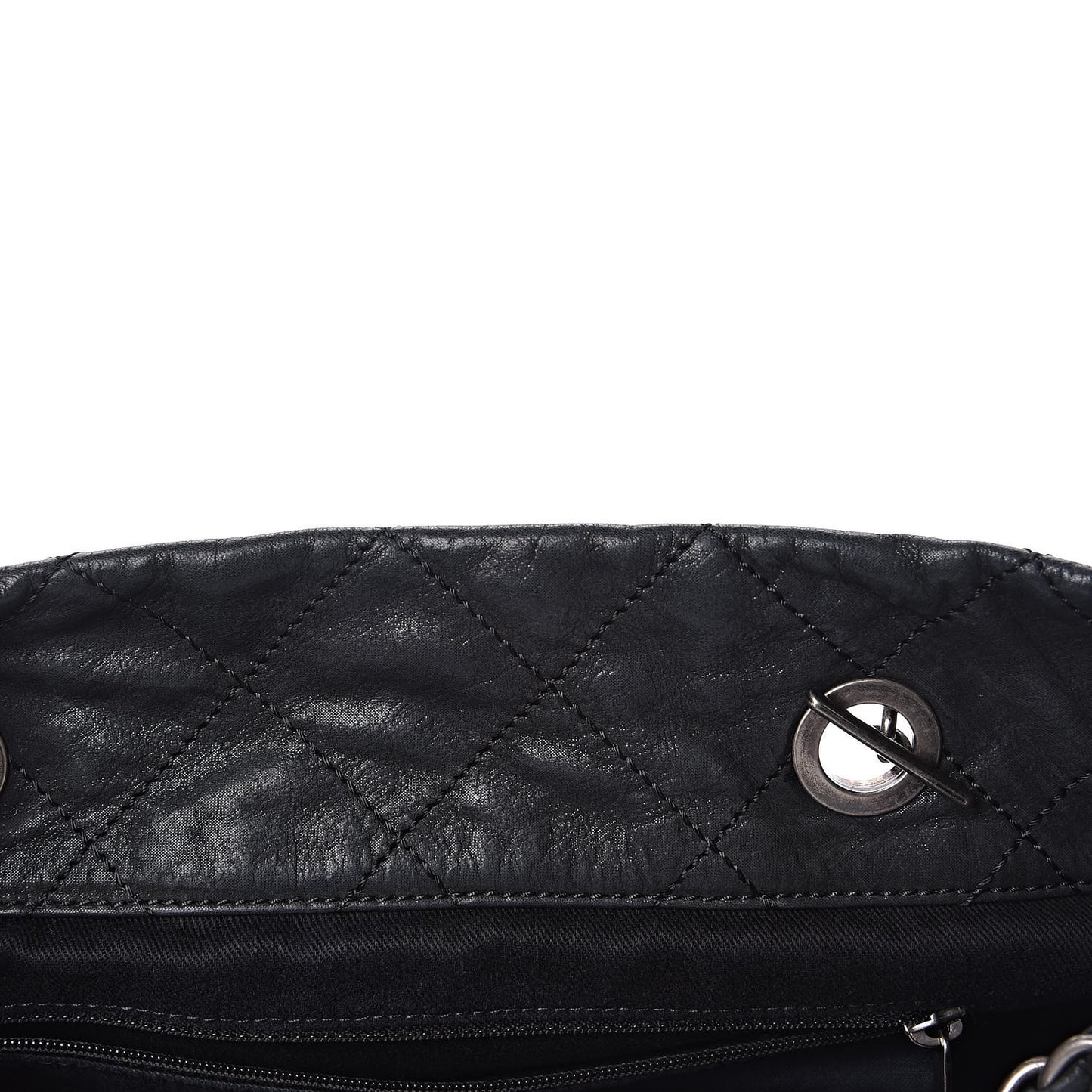 Iridescent Calfskin Quilted Large VIP Tote Dark Green