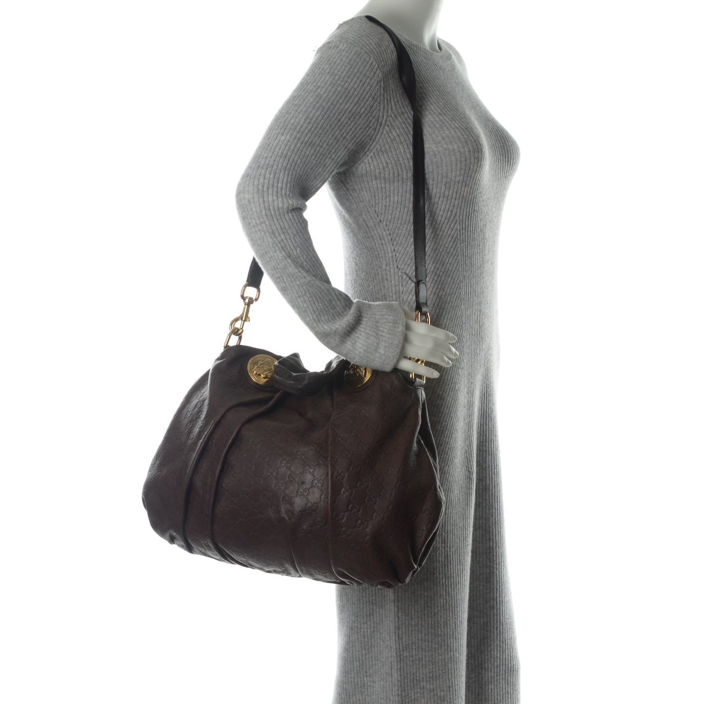 Guccissima Medium Hysteria Top Handle Bag Chocolate