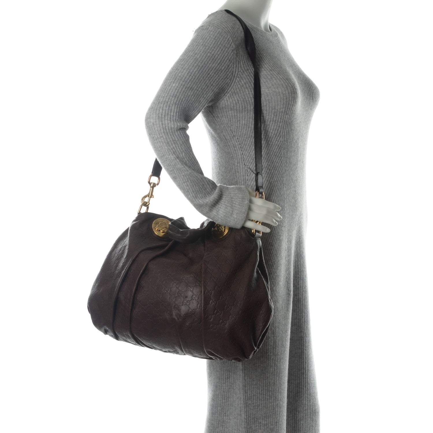 Gucci Guccissima Medium Hysteria Top Handle Bag Chocolate 2 of 9