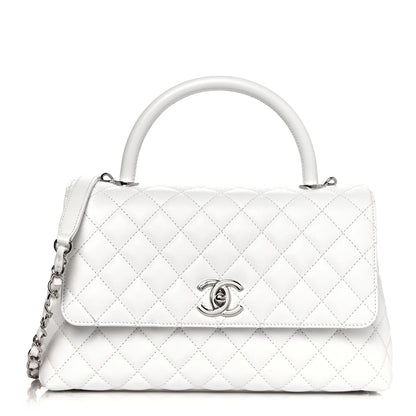 Chanel Caviar Quilted Small Coco Handle Flap White 1 of 14