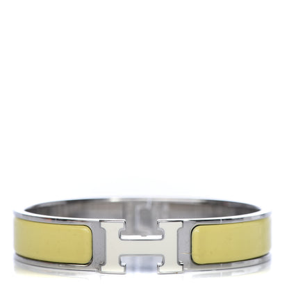Hermes Enamel Narrow Clic Clac H Bracelet PM White Jaune Citron 1 of 4