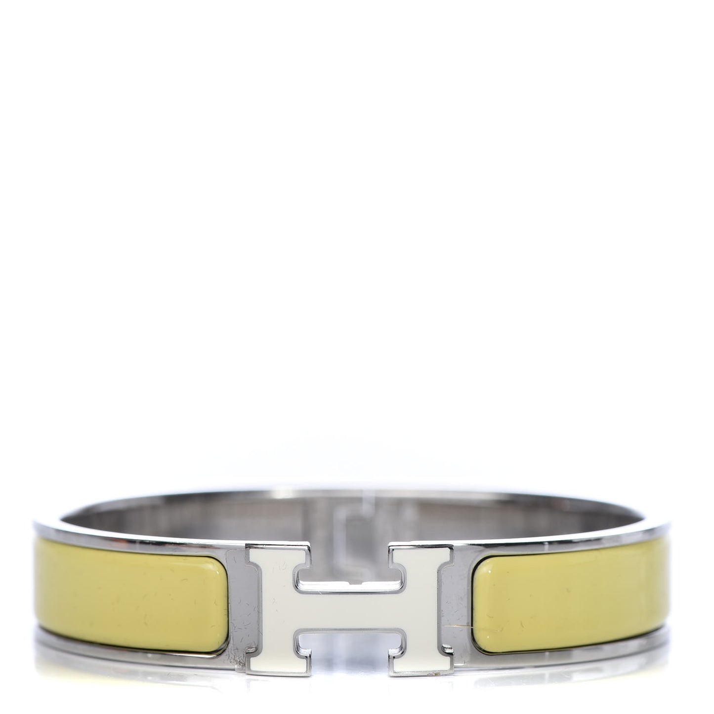 Enamel Narrow Clic Clac H Bracelet PM White Jaune Citron