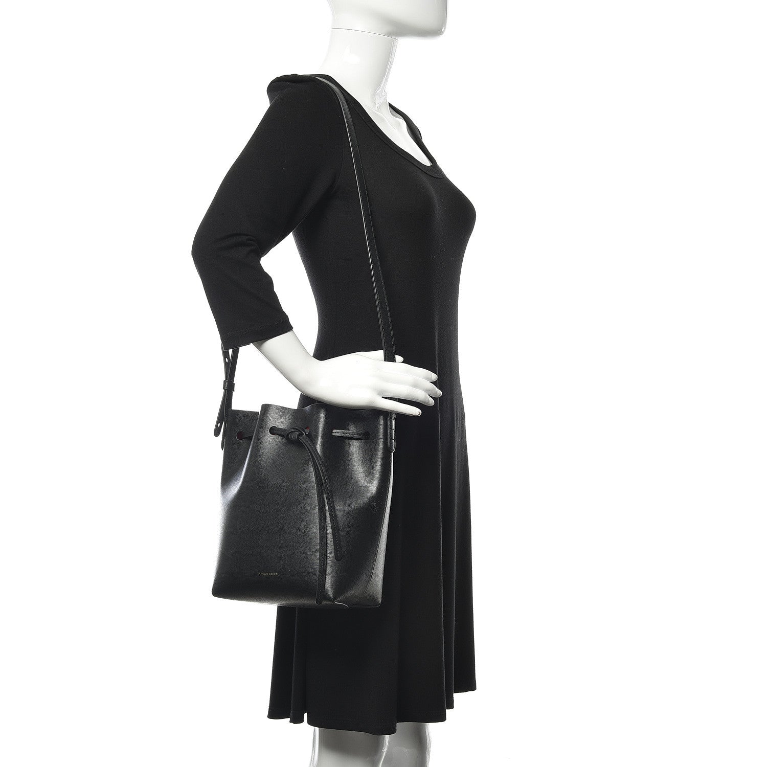 Mansur Gavriel Saffiano Mini Bucket Bag Black Flamma 2 of 11