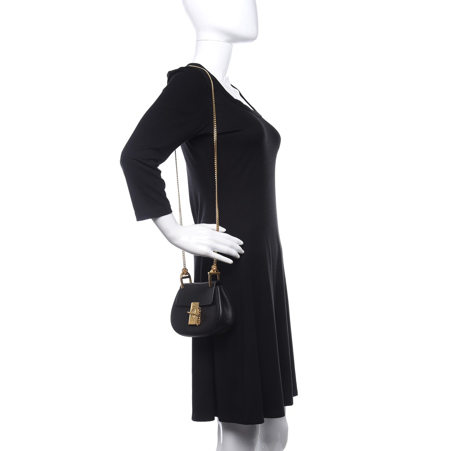 Grained Lambskin Nano Drew Shoulder Bag Black