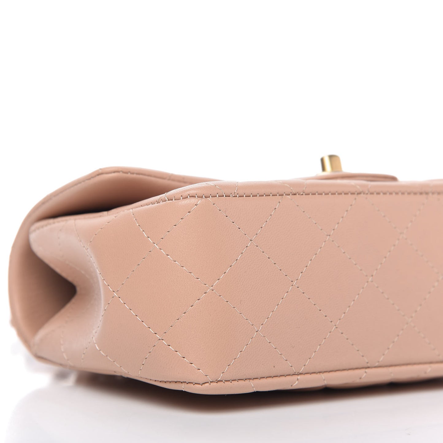 Lambskin Quilted Mini Top Handle Rectangular Flap Beige