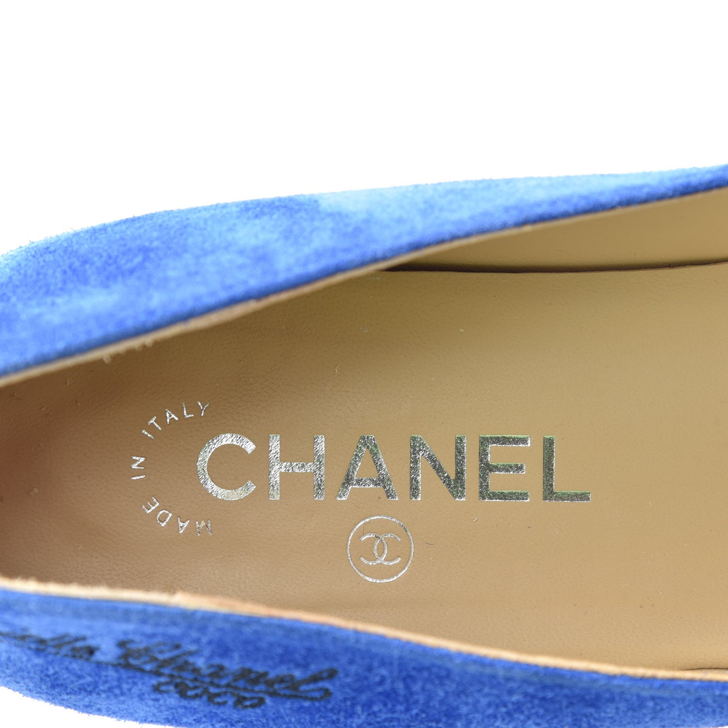 Chanel Suede Satin Cap Toe Gabrielle Ballerina Flats 39 Royal Blue Black 8 of 10