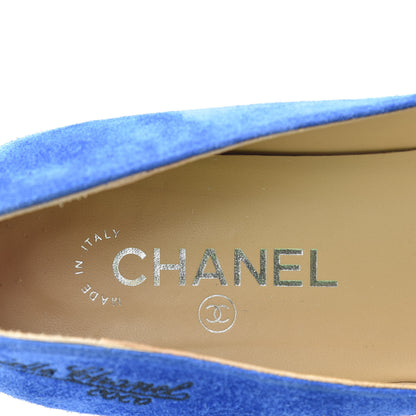 Chanel Suede Satin Cap Toe Gabrielle Ballerina Flats 39 Royal Blue Black 8 of 10
