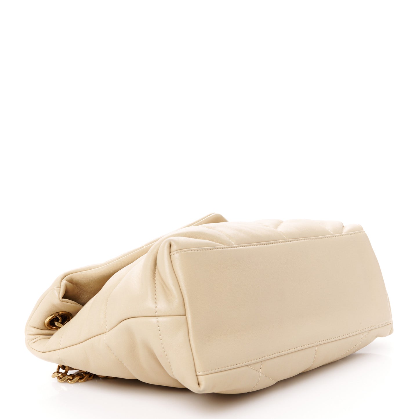 Lambskin Quilted Small Loulou Puffer Monogram Chain Satchel Dark Beige