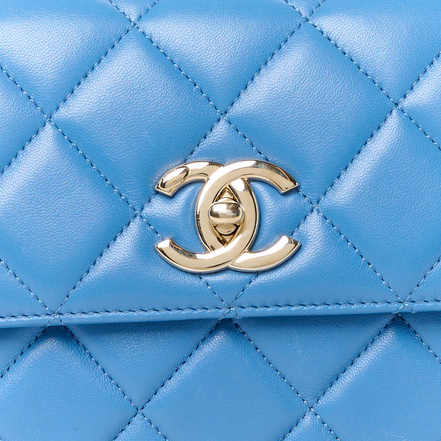 Lambskin Quilted Small Trendy CC Dual Handle Flap Bag Blue