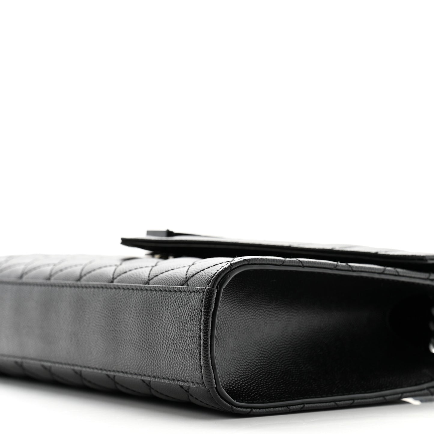 Grain De Poudre Textured Mixed Matelasse Triquilt Medium Monogram Monochrome Satchel Black
