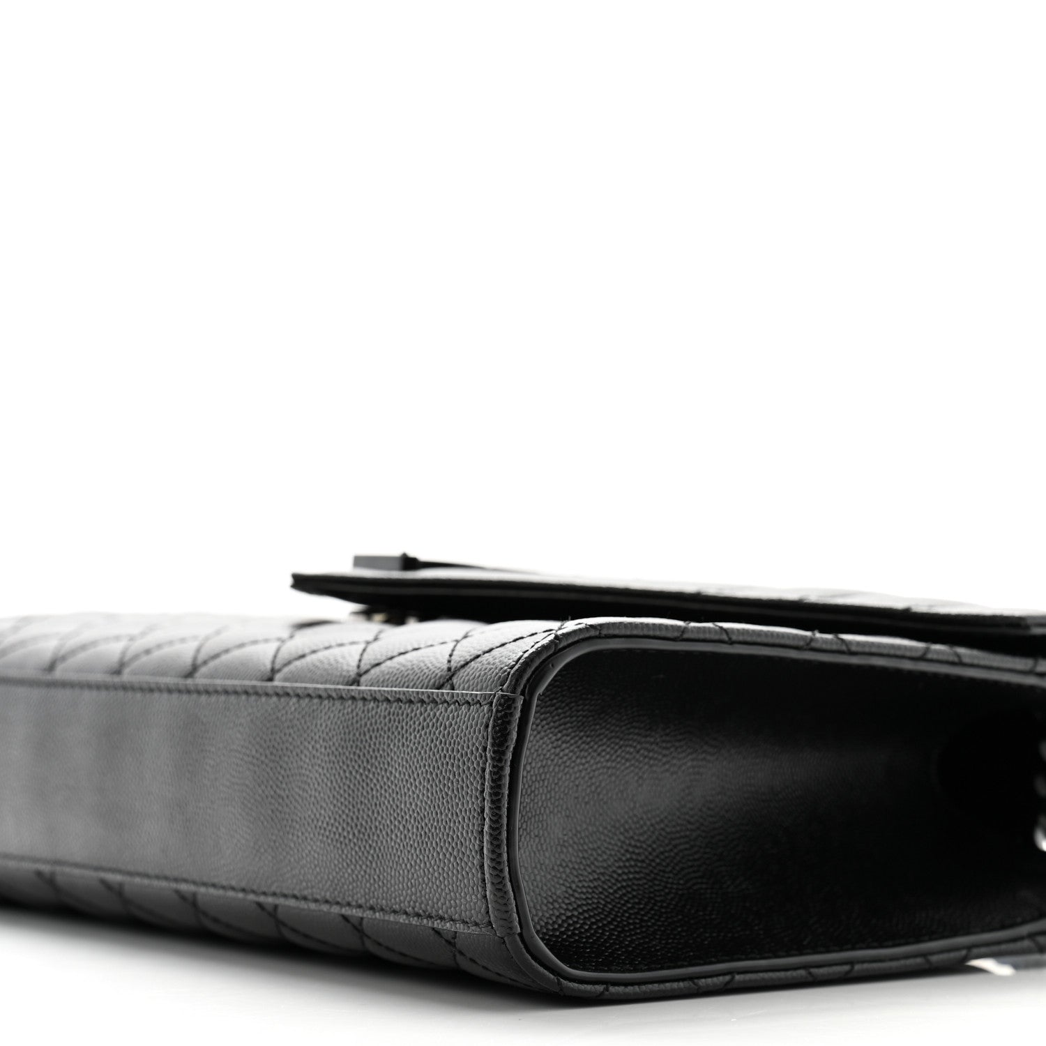 Saint Laurent Grain De Poudre Textured Mixed Matelasse Triquilt Medium Monogram Monochrome Satchel Black 10 of 11