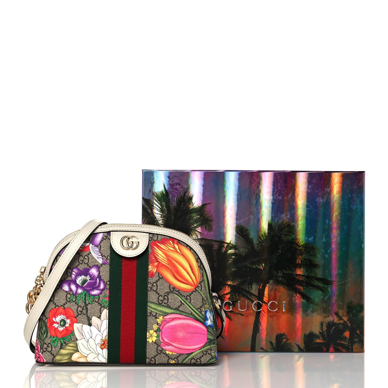 Gucci GG Supreme Monogram Flora Web GG Small Ophidia Dome Shoulder Bag White 13 of 13