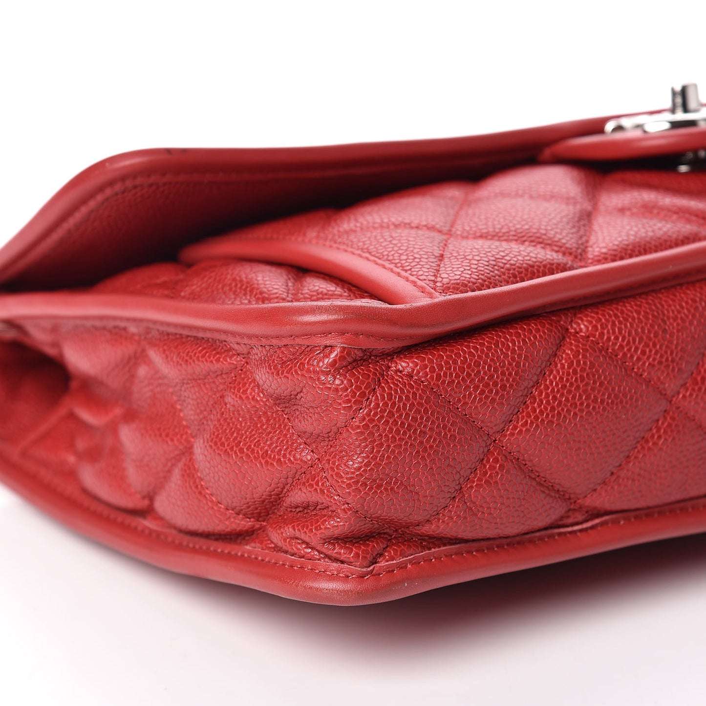 Caviar Quilted Large French Riviera Flap Red