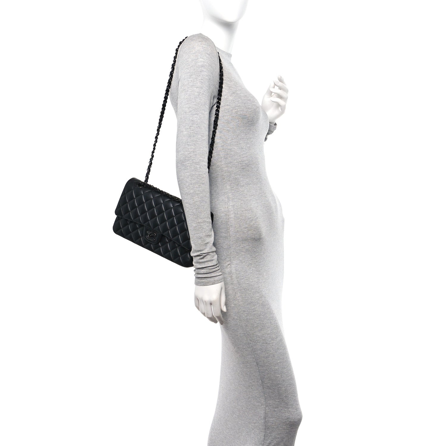 Chanel Lambskin Quilted Medium Double Flap So Black 2 of 11