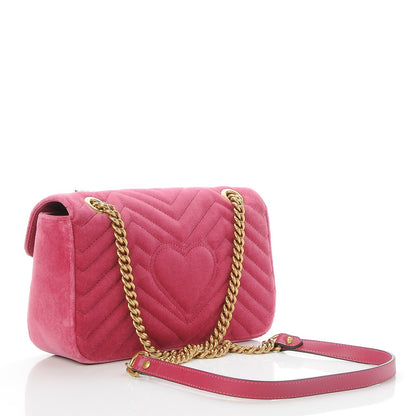 Gucci Velvet Matelasse Small GG Marmont Shoulder Bag Light Raspberry Rose 4 of 8