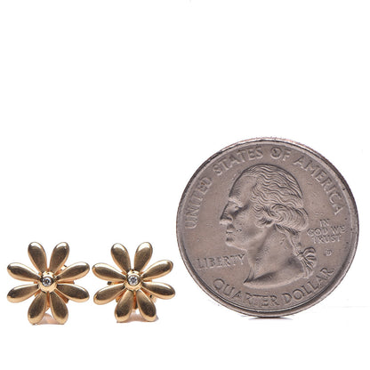 Tiffany 18K Yellow Gold Diamond Flower Earrings 2 of 4