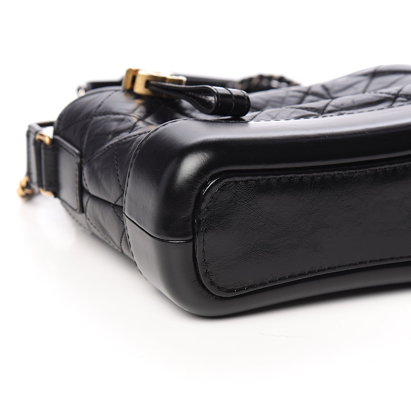 Aged Calfskin Quilted Small Gabrielle Hobo Black