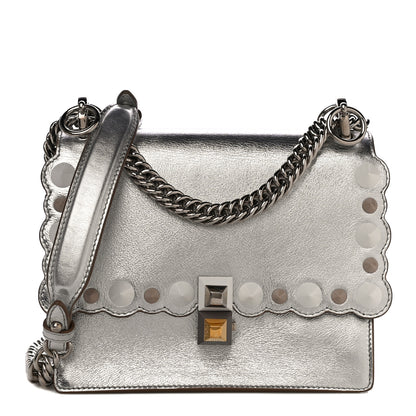 Fendi Vitello Catalan Mirror Scalloped Multi Studded Small Kan I Shoulder Bag Argento 1 of 11