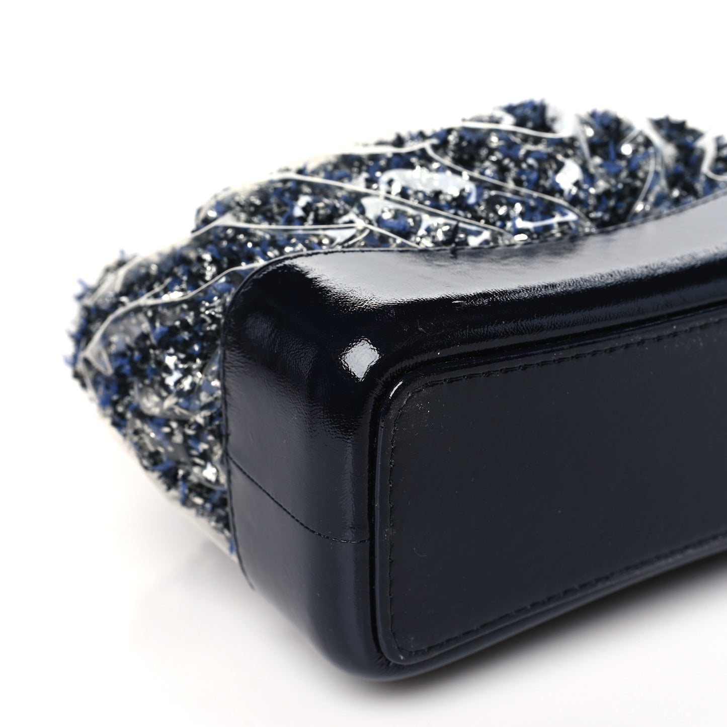 Tweed PVC Quilted Gabrielle Backpack Navy Black