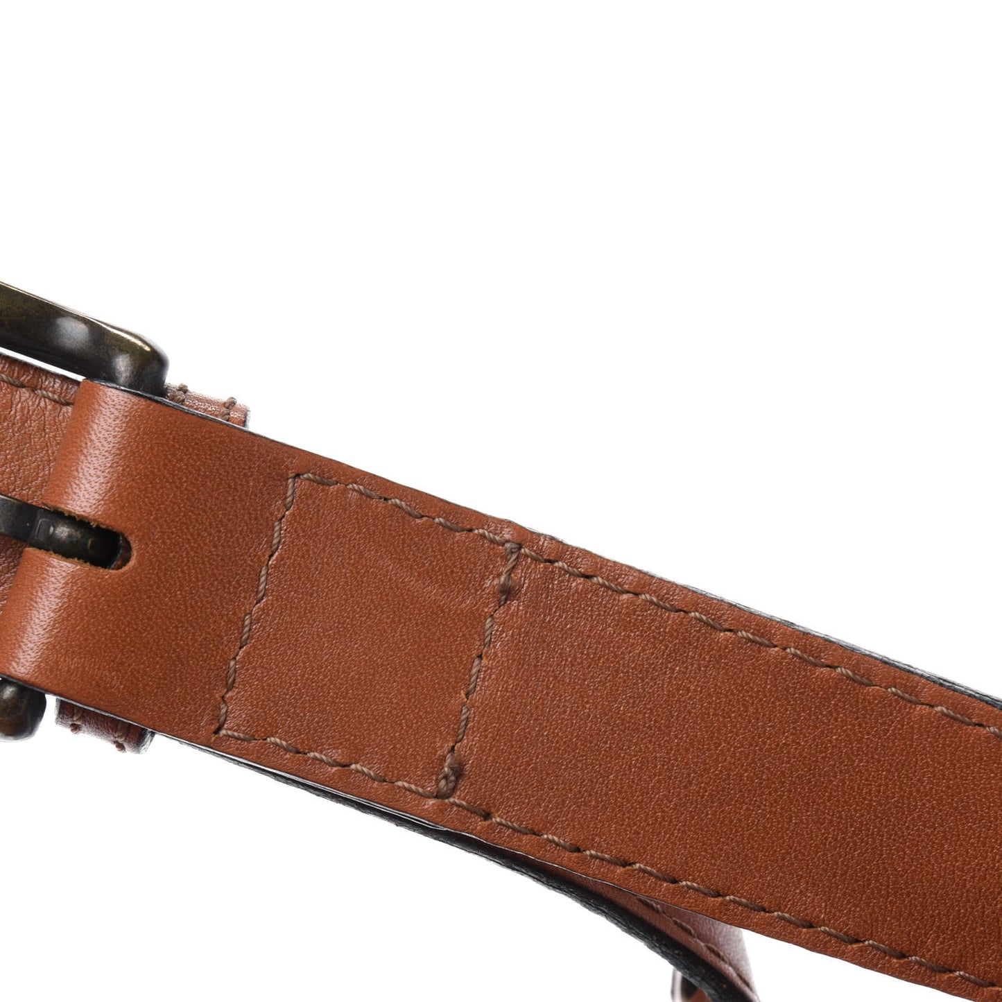 Calfskin House Check Trim Bates Shoulder Bag Cognac