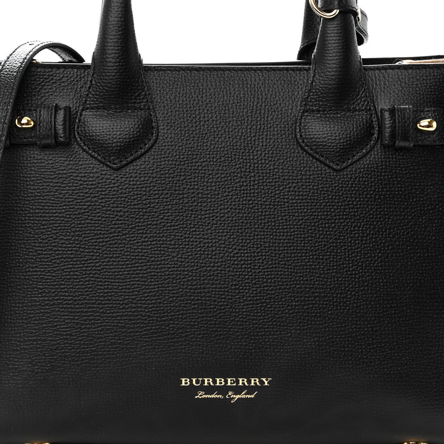 Grainy Calfskin House Check Small Banner Tote Black