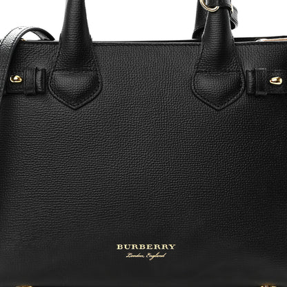 Burberry Grainy Calfskin House Check Small Banner Tote Black 7 of 9