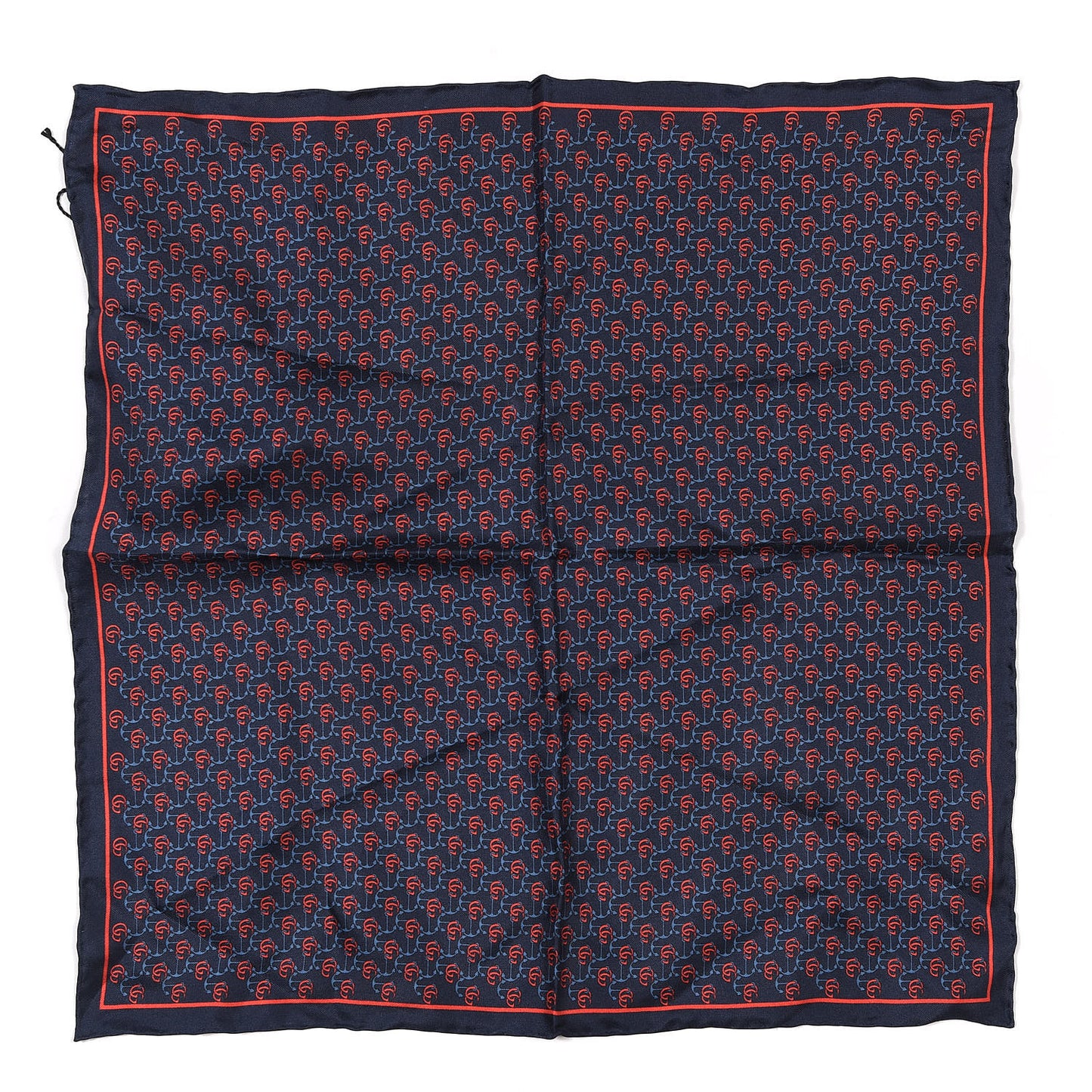 Silk Twill Anchett Handkerchief Midnight Blue Sky Blue