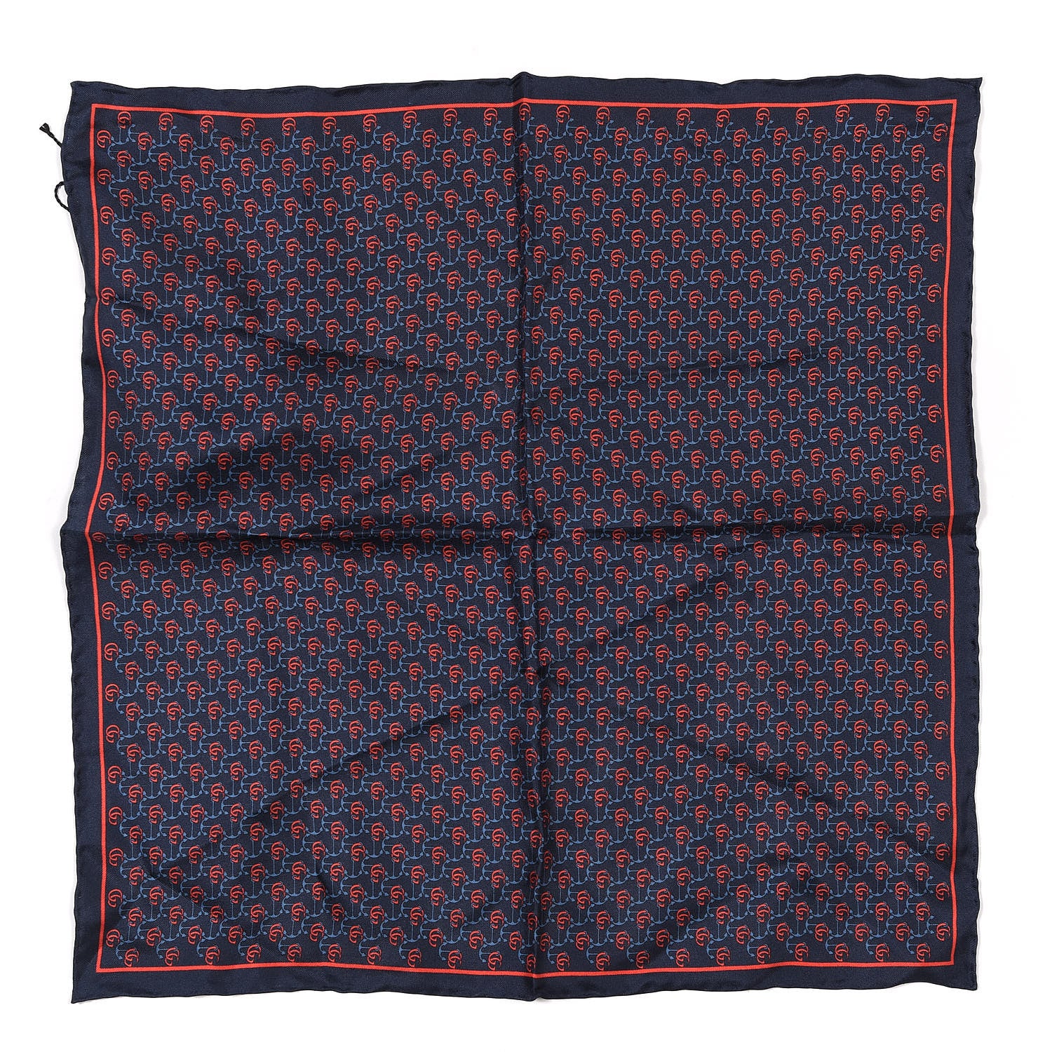 Gucci Silk Twill Anchett Handkerchief Midnight Blue Sky Blue 1 of 2