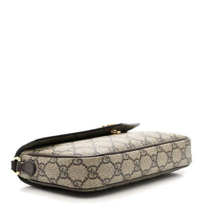 Gucci GG Supreme Monogram Textured Dollar Calfskin Web Mini Ophidia Envelope Shoulder Bag Beige Ebony New Acero 5 of 11