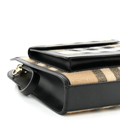 Burberry Smooth Calfskin Cashmere Check Mini Pocket Bag Black 8 of 9