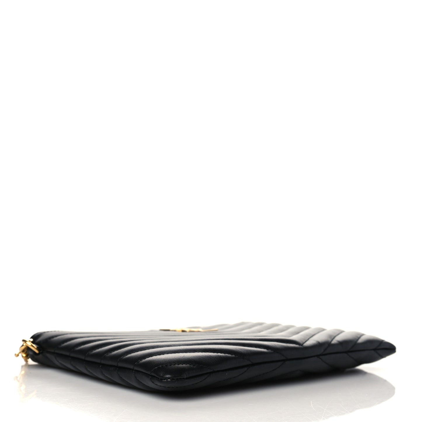 Calfskin Matelasse Chevron Monogram A5 Wristlet Black