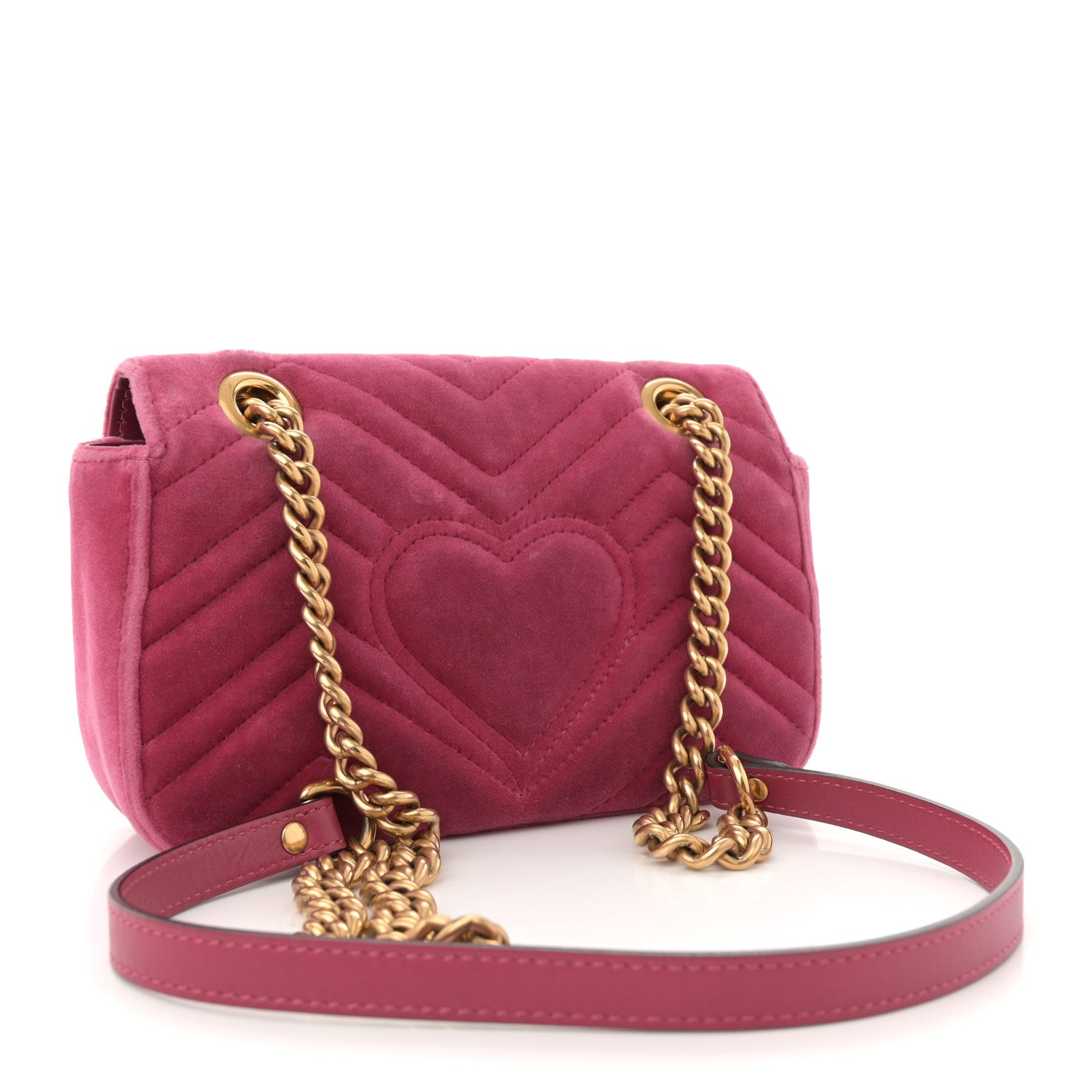 Gucci Velvet Matelasse Mini GG Marmont Shoulder Bag Light Raspberry Rose 2 of 11