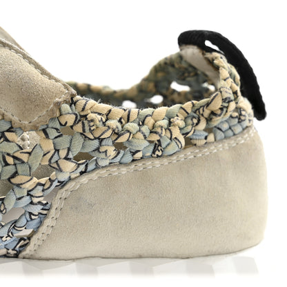 Hermes Braided Silk Suede Sneakers 35 Bleu Clair White 10 of 12