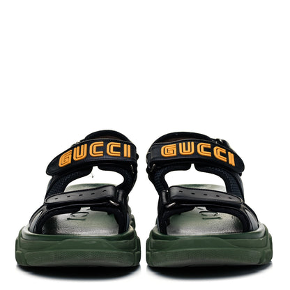 Gucci X SEGA Nappa Mesh Mens Aguru Sandals 9 Black Green 2 of 7