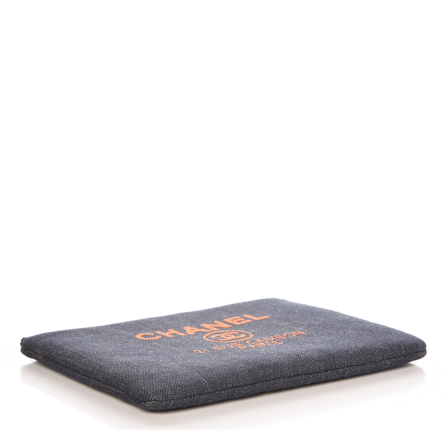 Denim Medium Deauville Pouch Clutch Blue Orange