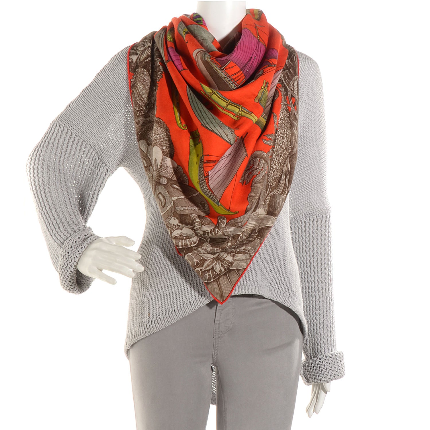 Hermes Cashmere Silk Tous Les Bateaux du Monde Shawl 140 2 of 6